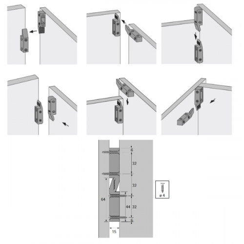 Lot De 100 Fixations Pour Arrière D'armoire Gedotec - Connecteurs De Panneau Arrière En Plastique Blanc