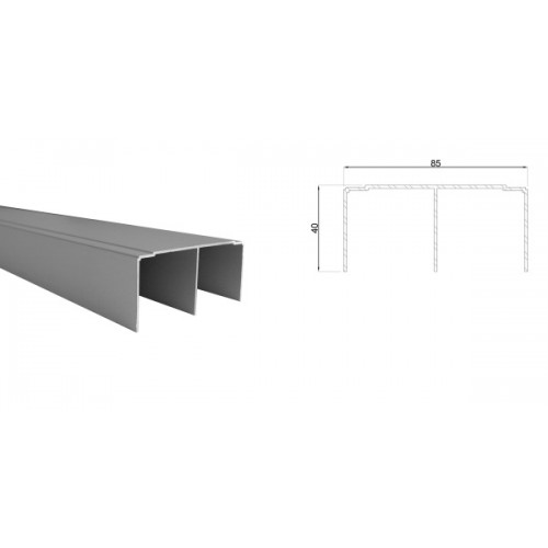 Rail haut - pour porte coulissante de meuble - aluminium - MINITUB