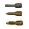De haut en bas : embout acier T15 (Réf 520369B) - embout bois PH1 (Réf 520369G) et embout bois PZ1 (Réf 520369M)
